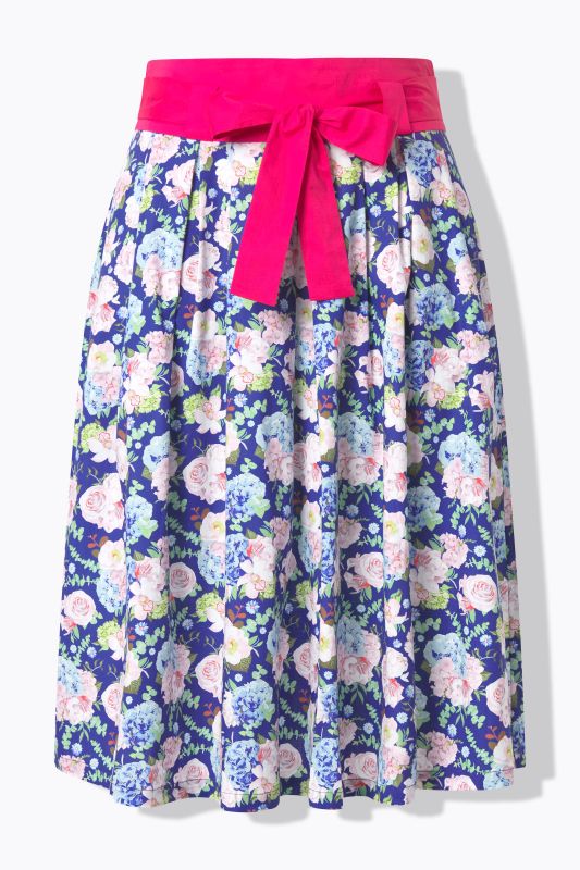 Country Floral Print Comfort Waist Skirt