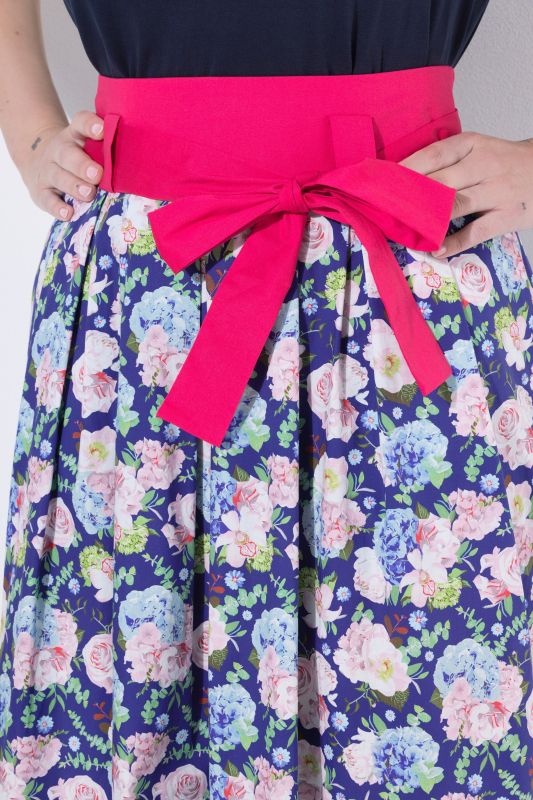 Country Floral Print Comfort Waist Skirt