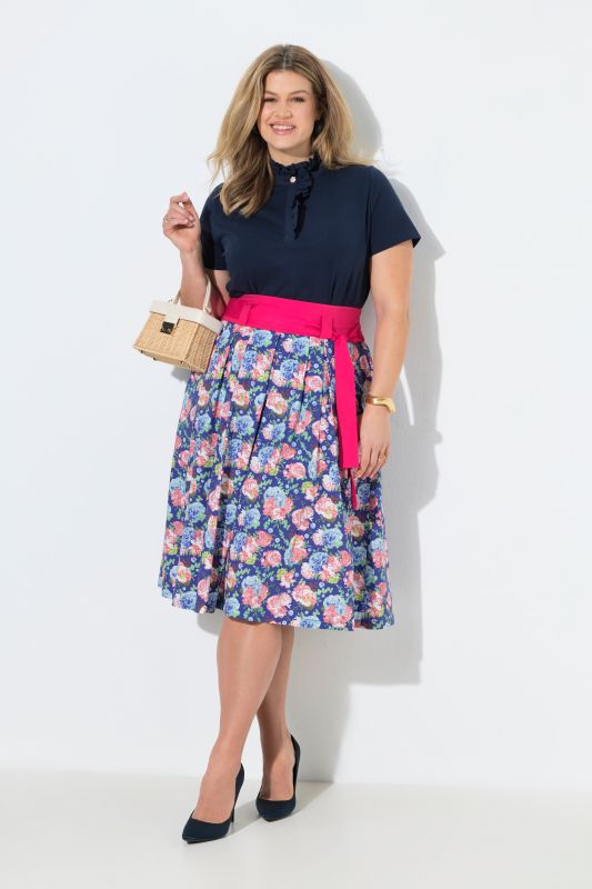 Country Floral Print Comfort Waist Skirt