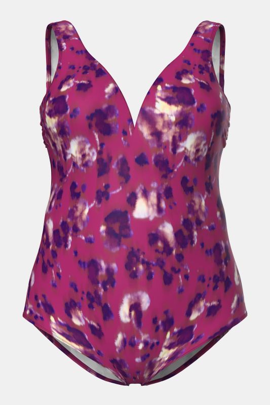 Abstract Floral Sweetheart Neckline Swimsuit
