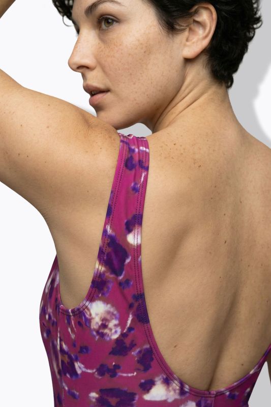 Abstract Floral Sweetheart Neckline Swimsuit