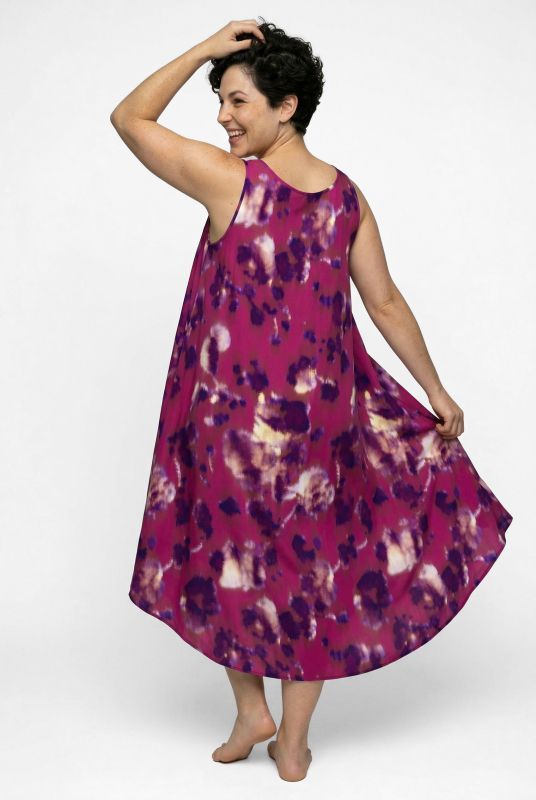 Abstract Floral Sleeveless A-Line Dress