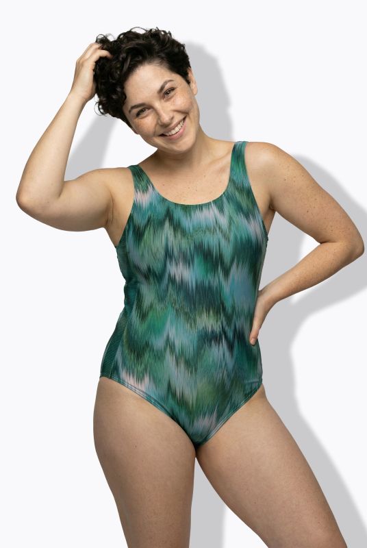 Blurred Stripe Print Swimsuit