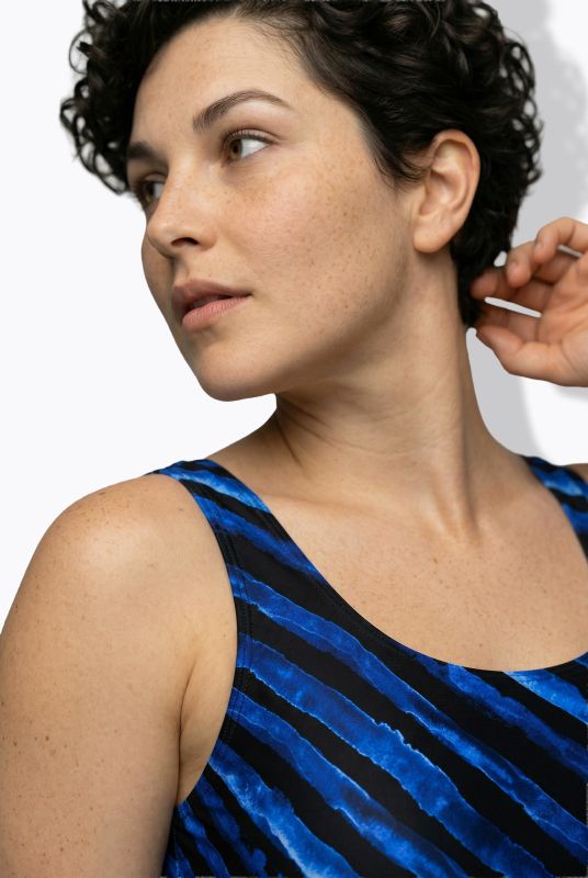 Brushstroke Striped Swimsuit