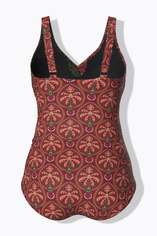Mixed Boho Print Wrap-Look Swimsuit