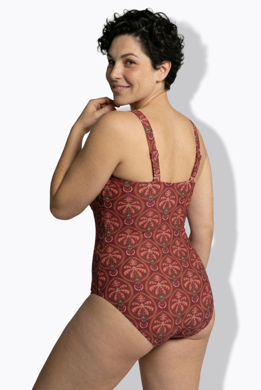 Mixed Boho Print Wrap-Look Swimsuit