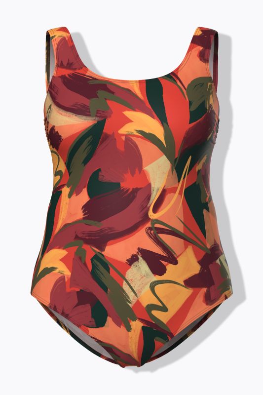 Autumn Brushstroke Print Swimsuit