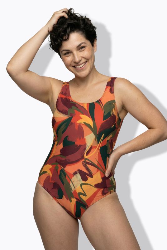 Autumn Brushstroke Print Swimsuit