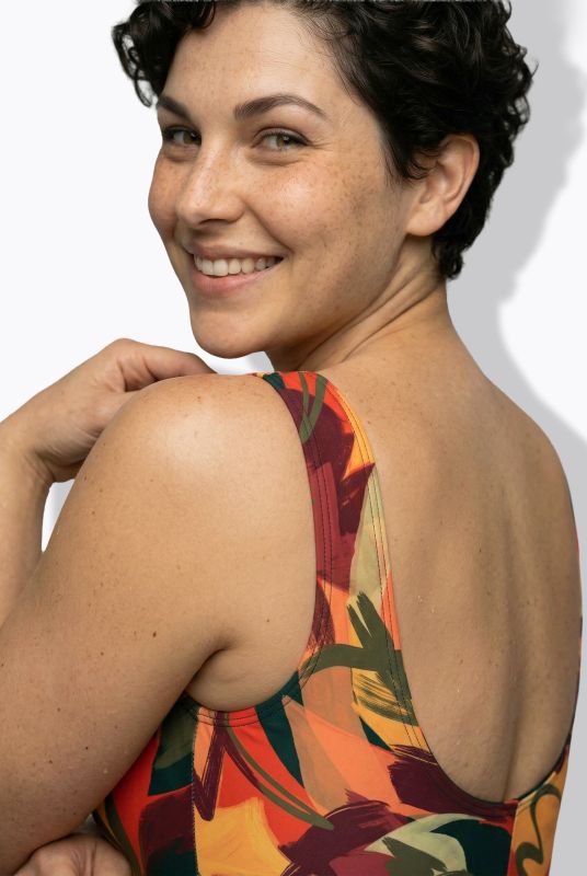 Autumn Brushstroke Print Swimsuit