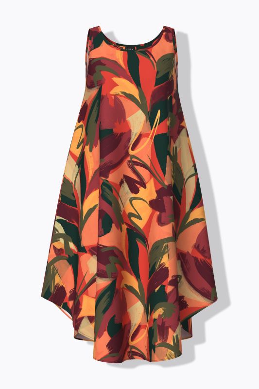 Autumn Brushstroke Print Sleeveless A-Line Dress