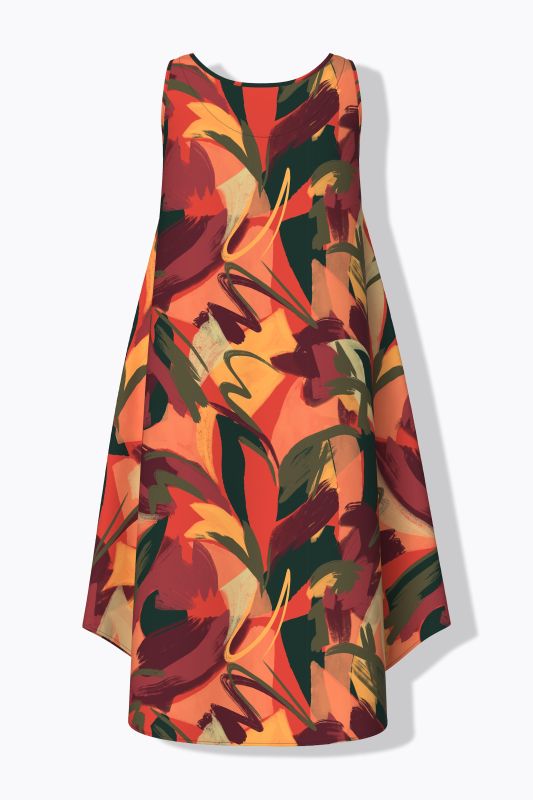 Autumn Brushstroke Print Sleeveless A-Line Dress
