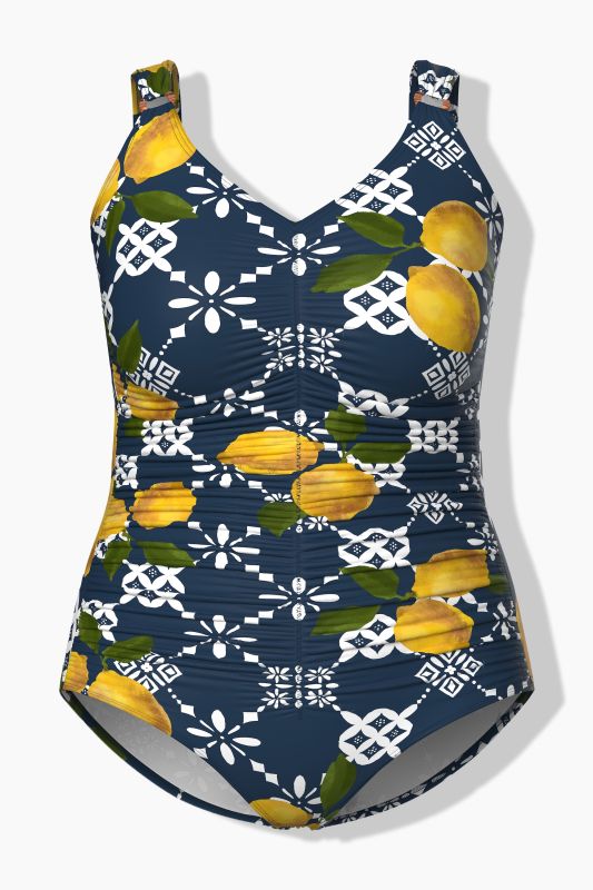 Geometric Lemon Print Swimsuit
