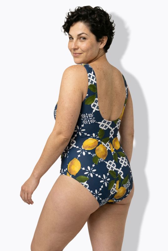 Geometric Lemon Print Swimsuit