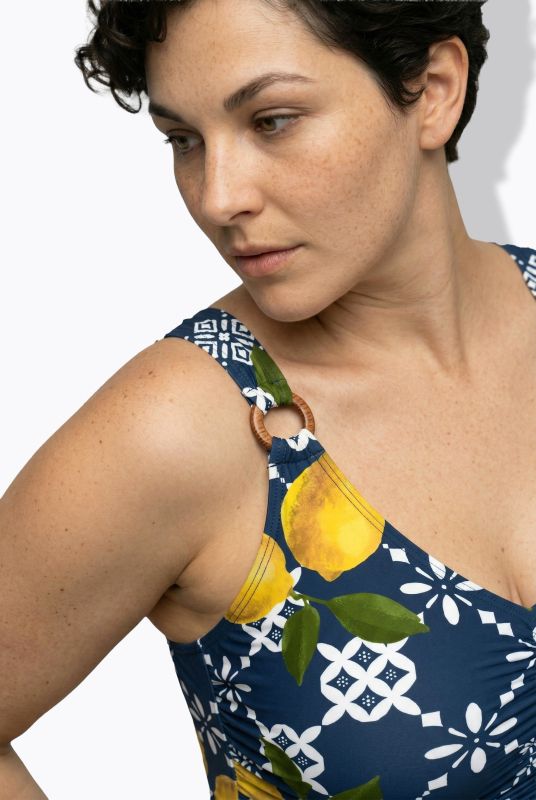 Geometric Lemon Print Swimsuit