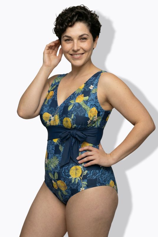 Mosaic Lemon Print Swimsuit