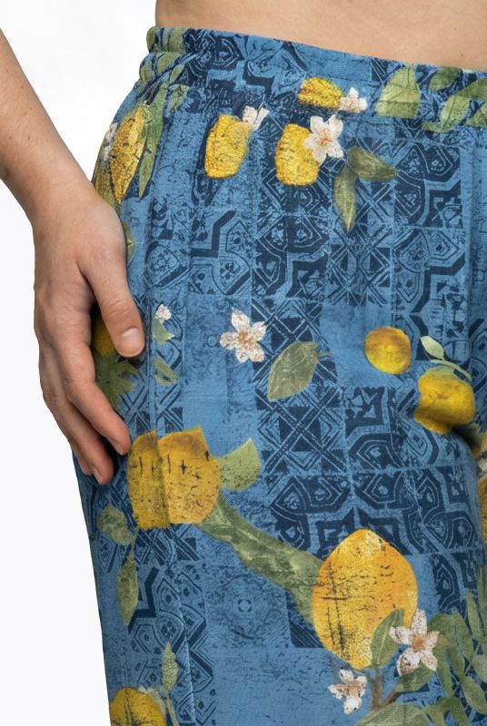 Mosaic Lemon Print Palazzo Pants