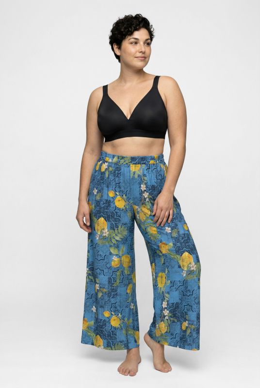 Mosaic Lemon Print Palazzo Pants