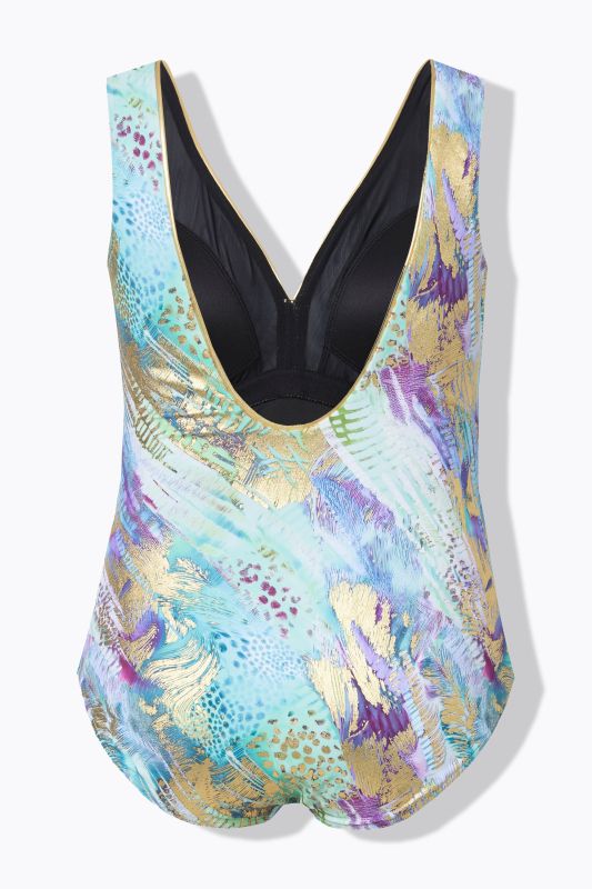 Metallic Brushstroke Print Swimsuit