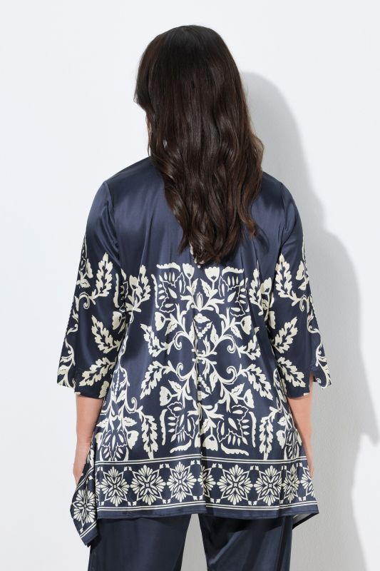 Floral Damask Print Tunic Blouse