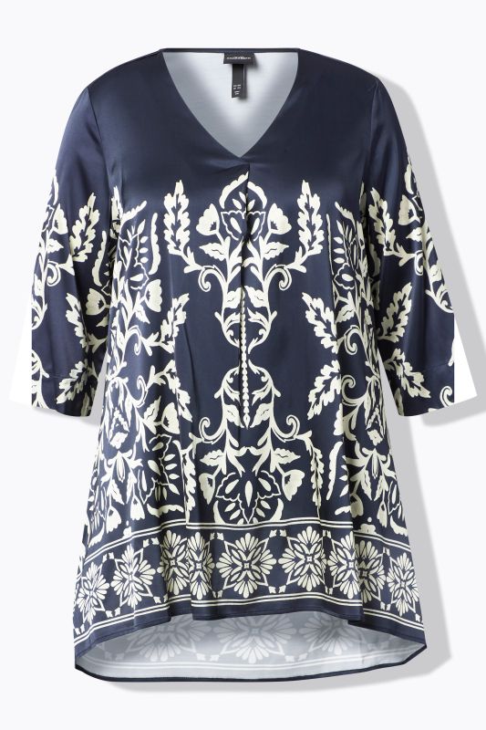 Floral Damask Print Tunic Blouse
