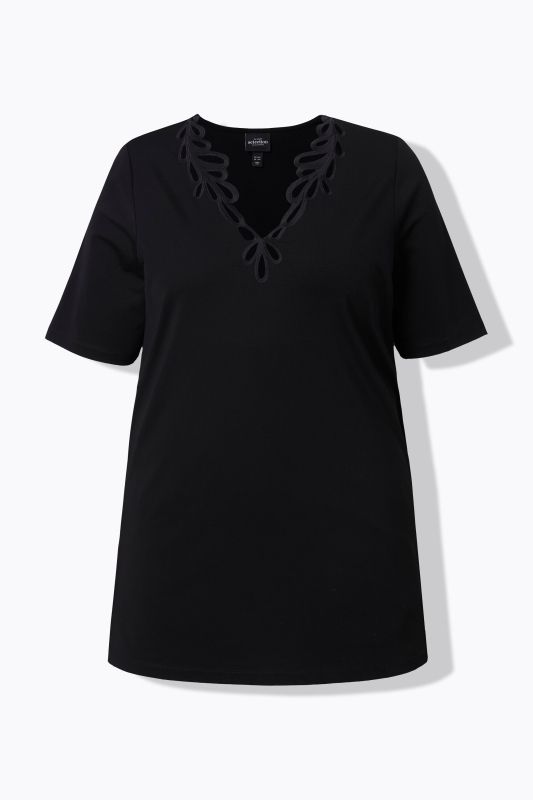 Embroidered Neckline Tee
