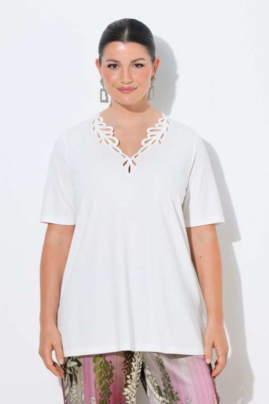 Embroidered Neckline Tee
