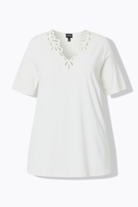 Embroidered Neckline Tee