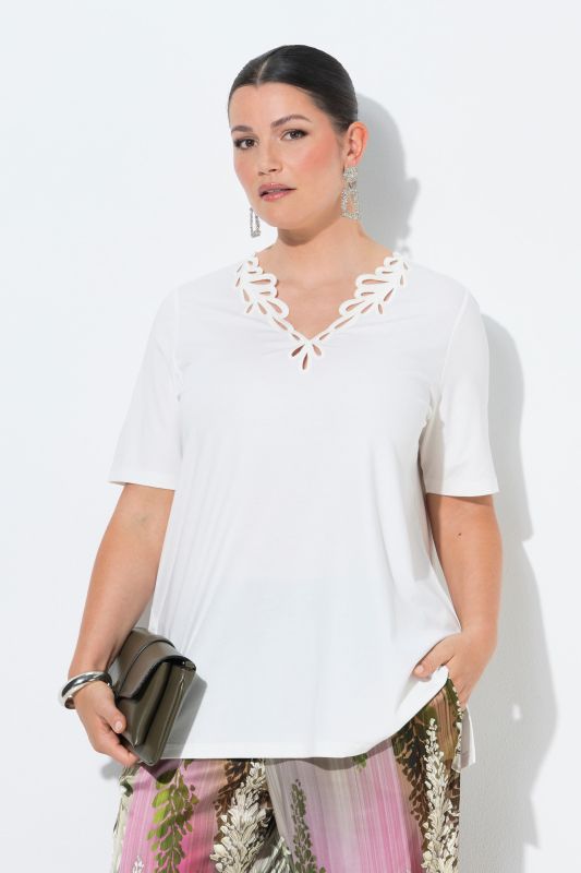 Embroidered Neckline Tee