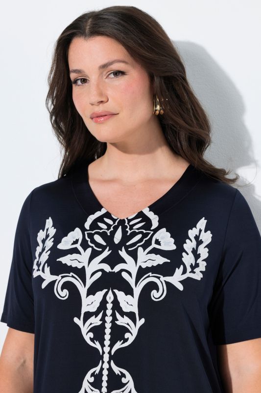 Floral Damask Motif Slinky Blouse