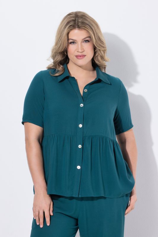 Eco Viscose Short Sleeve Peplum Blouse