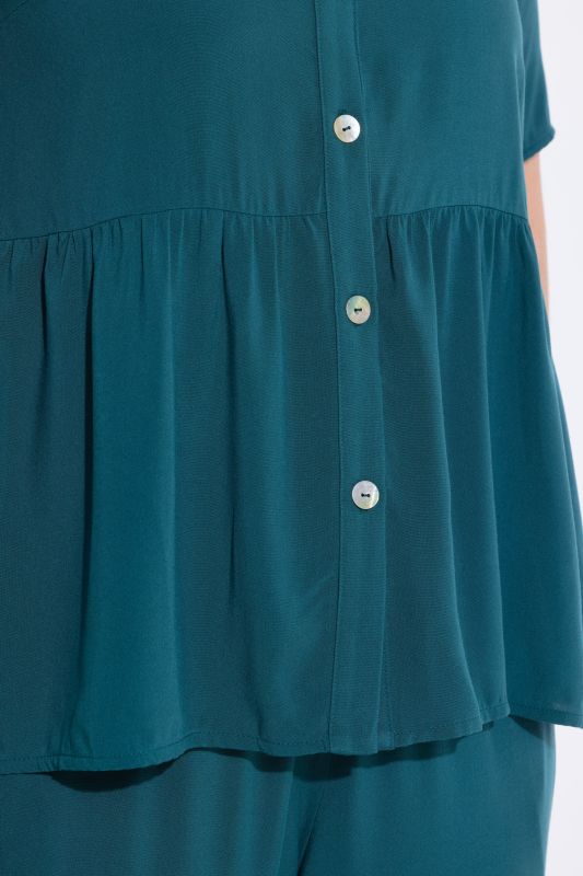 Eco Viscose Short Sleeve Peplum Blouse