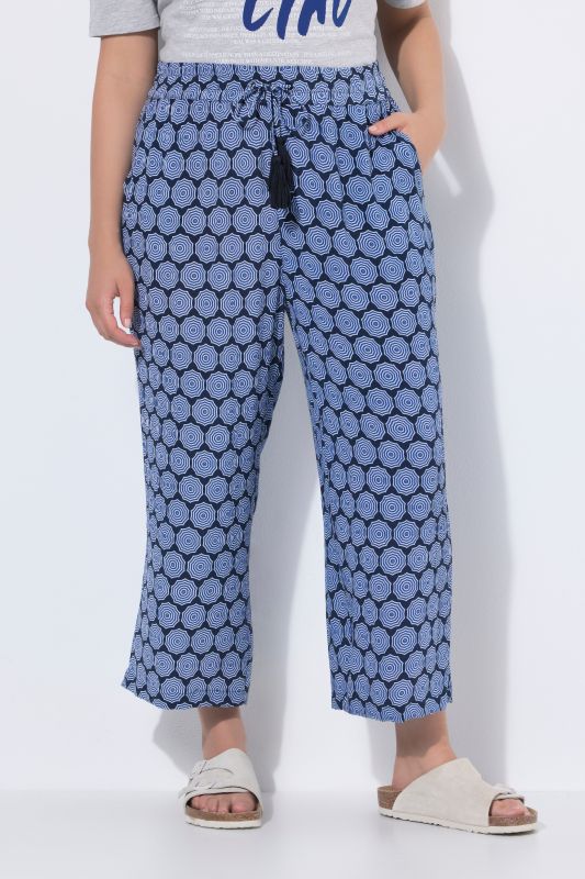 Starburst Print Elastic Waist Culottes