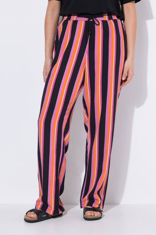 Striped Elastic Waist Seersucker Pants