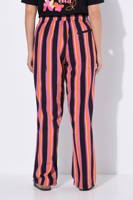 Striped Elastic Waist Seersucker Pants