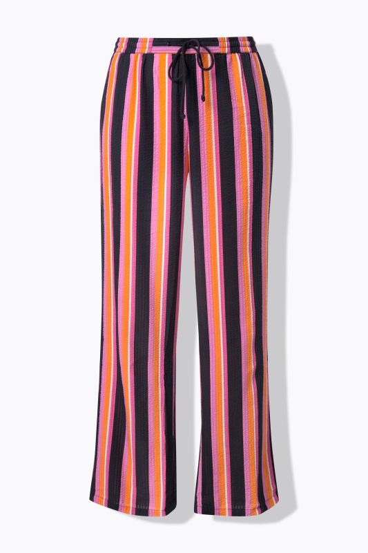 Striped Elastic Waist Seersucker Pants