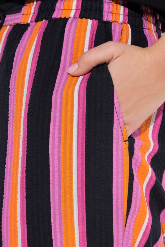 Striped Elastic Waist Seersucker Pants