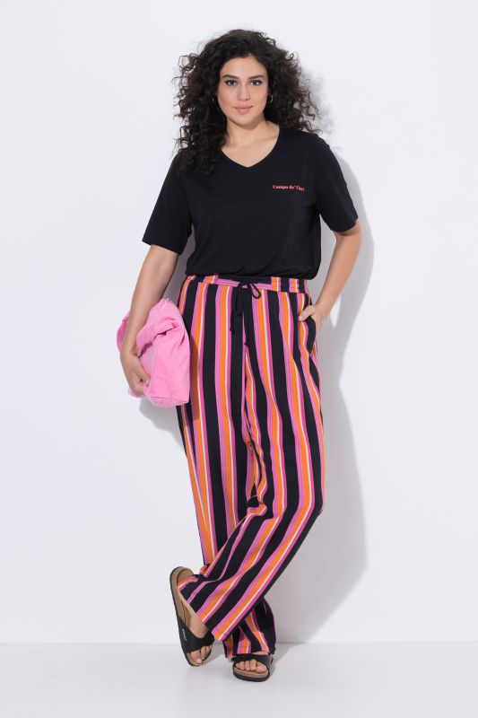 Striped Elastic Waist Seersucker Pants