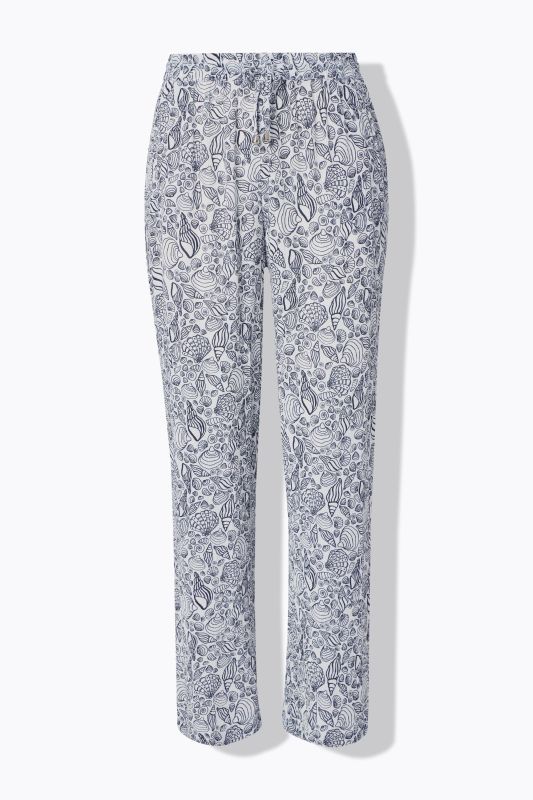 Seashell Print Elastic Waist Pants