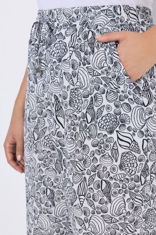 Seashell Print Elastic Waist Pants