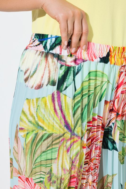 Floral Allover Pleated Elastic Waist Pants