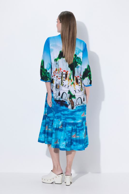 Allover Print Drawstring Waist Dress