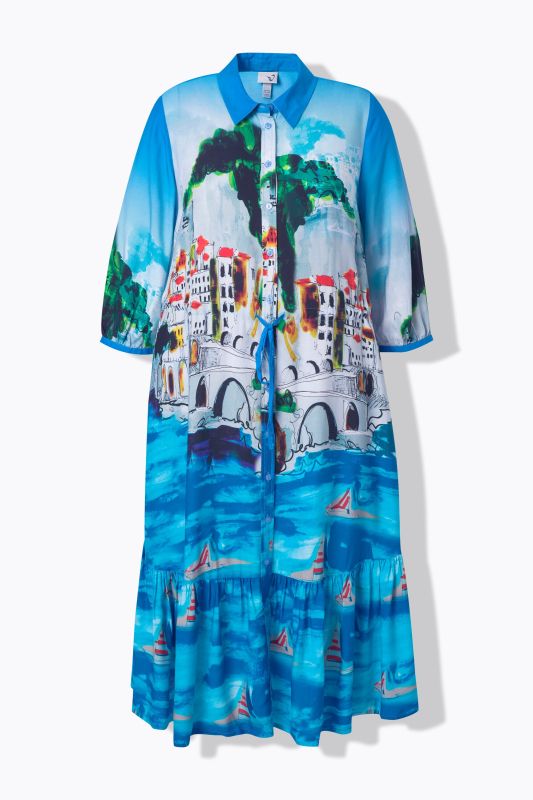 Allover Print Drawstring Waist Dress