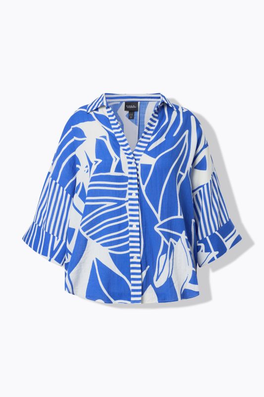 Abstract Floral Print 3/4 Sleeve Blouse