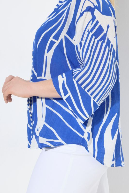 Abstract Floral Print 3/4 Sleeve Blouse