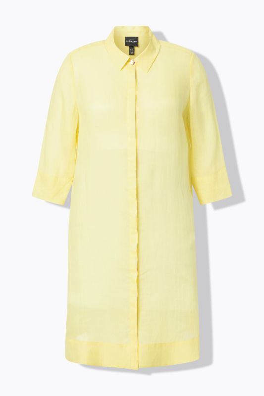 Sheer Ramie 3/4 Sleeve Shirt Dress