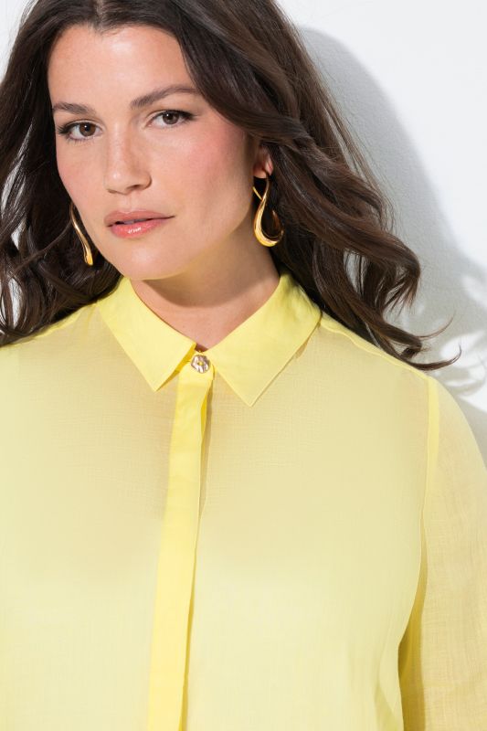 Sheer Ramie 3/4 Sleeve Shirt Dress