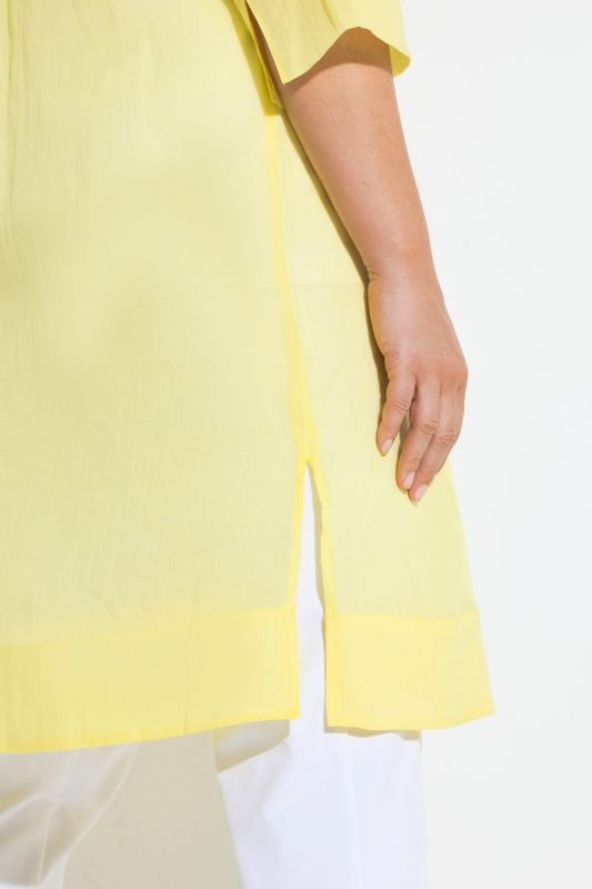 Sheer Ramie 3/4 Sleeve Shirt Dress