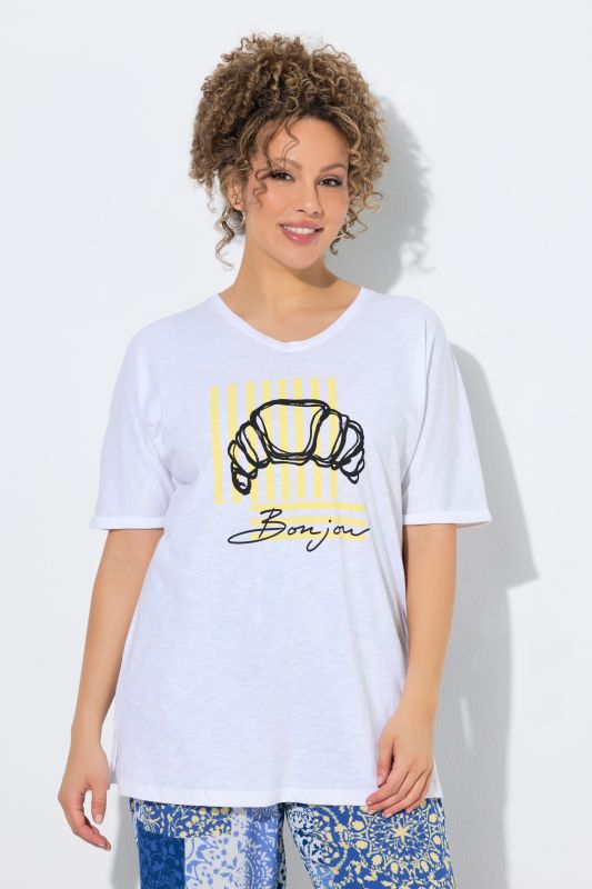 Тениска с принт на кроасан