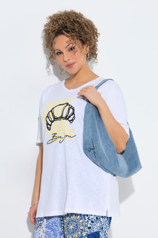 Тениска с принт на кроасан