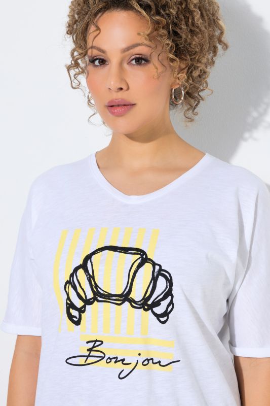 Тениска с принт на кроасан